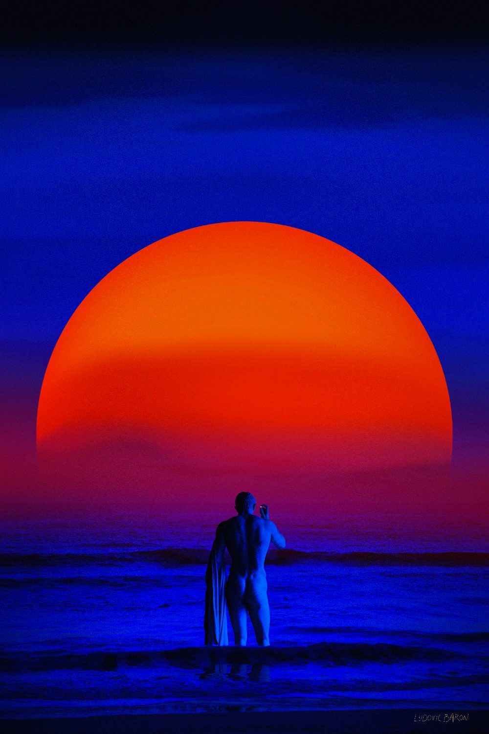 « L'homme face à la mer », photographie d'art de Ludovic Baron