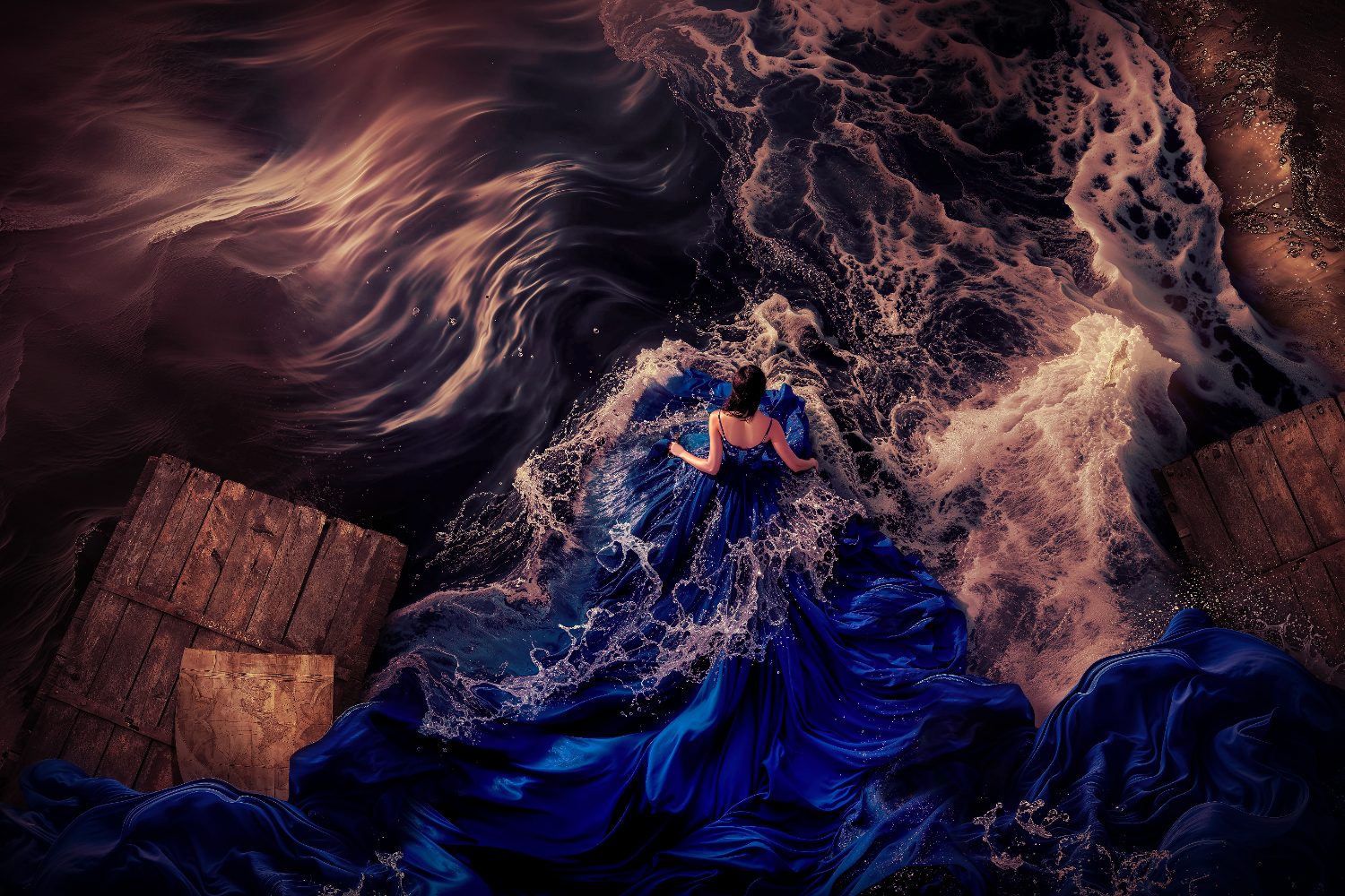 « La femme en bleu face à son courage », photographie d'art de Ludovic Baron